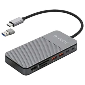 Ewent EW1156 base para portátil y replicador de puertos Alámbrico USB 3.2 Gen 1 (3.1 Gen 1) Type-C Aluminio