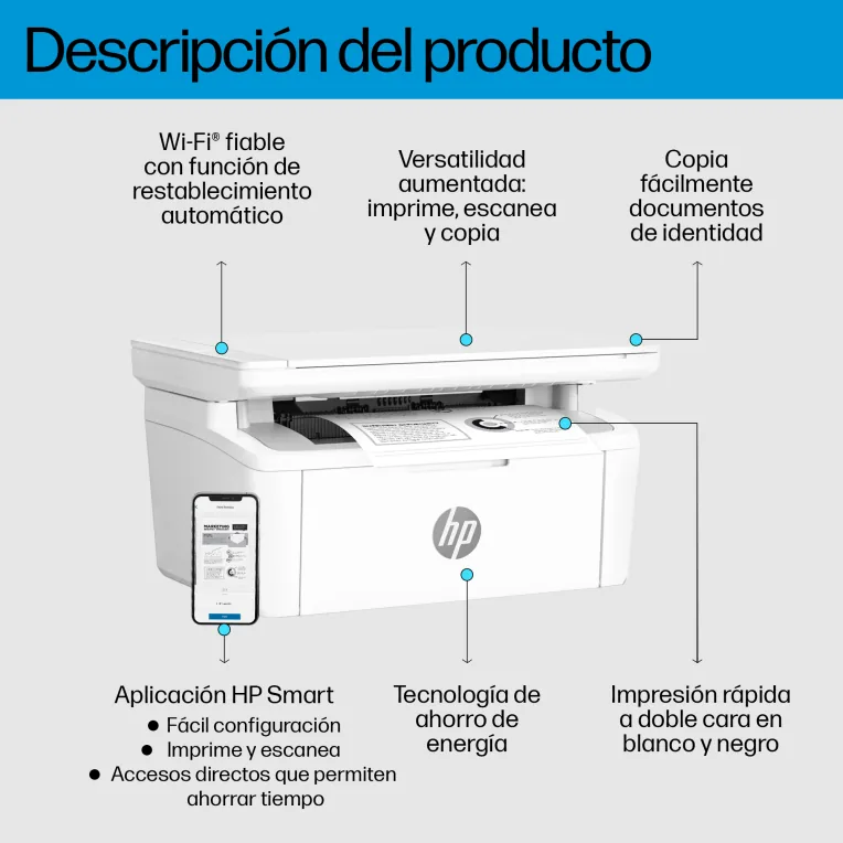 HP LaserJet M140w Inalámbrico Multifunction Blanco y negro Impresora, Fotocopiadora, escáner