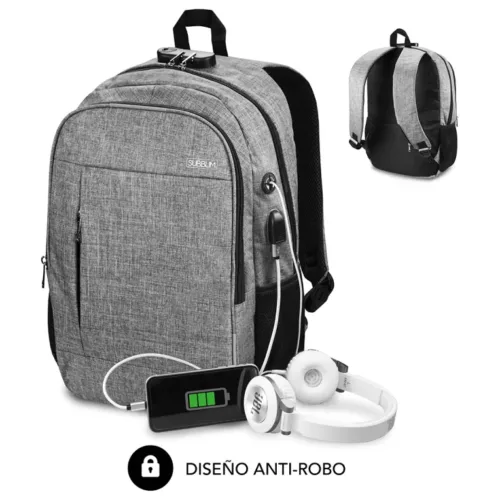 SUBBLIM Mochila para Portátil Urban Lock Backpack 16" Grey SUBBLIM Mochila para Portátil Urban Lock Backpack 16" Grey