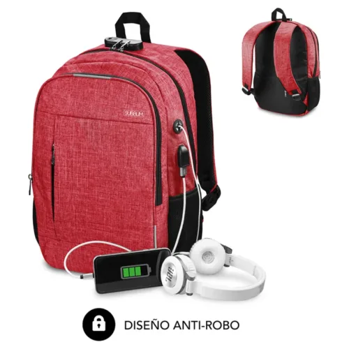 SUBBLIM Mochila para Portátil Urban Lock Backpack 16" Red SUBBLIM Mochila para Portátil Urban Lock Backpack 16" Red